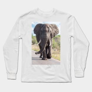 Huge Elephant on the Road, Krüger National Park Long Sleeve T-Shirt